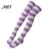 Casual Home Wear Socks Striped Plush for Women, Coral Fleece Winter Thermal Socks, Soft Thickened Knee High Stockings, Warm Sleeping And Cold Weather