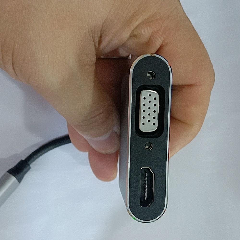 Type-C 4 In 1 Audio Converter Type C To VGA USB USB-C Hub Adapter Adaptor Grey