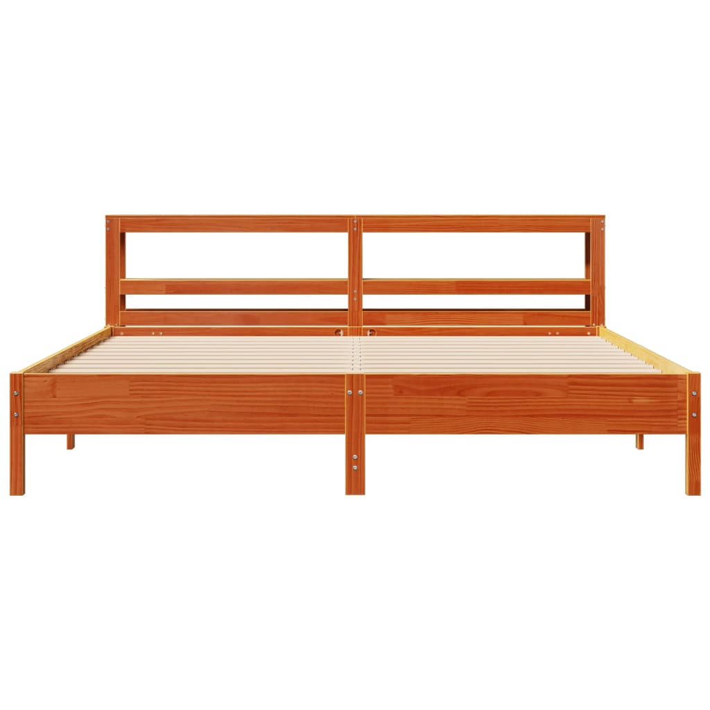 Solid Wood Bed without Mattress Wax Brown 200x200 cm Pine Wood