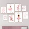 Pink Ballet Girl Rainbow Unicorn Shoes Nursery Wall Art Canvas Painting Posters And Prints Pictures For Baby Kids Room Decor