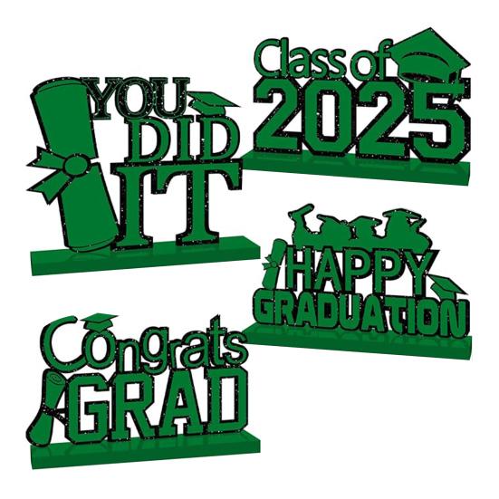 4 шт. центральные украшения для выпускного стола 2025 года, деревянные таблички с поздравлениями с выпускным, украшения для многоярусного подноса, декор выпускного вечера