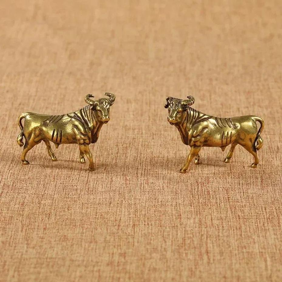 1 Pair Pure Copper X Zodiac Ox Small Ornaments Desktop Ornaments Twisted And Shy To Welcome The Ox Ornaments