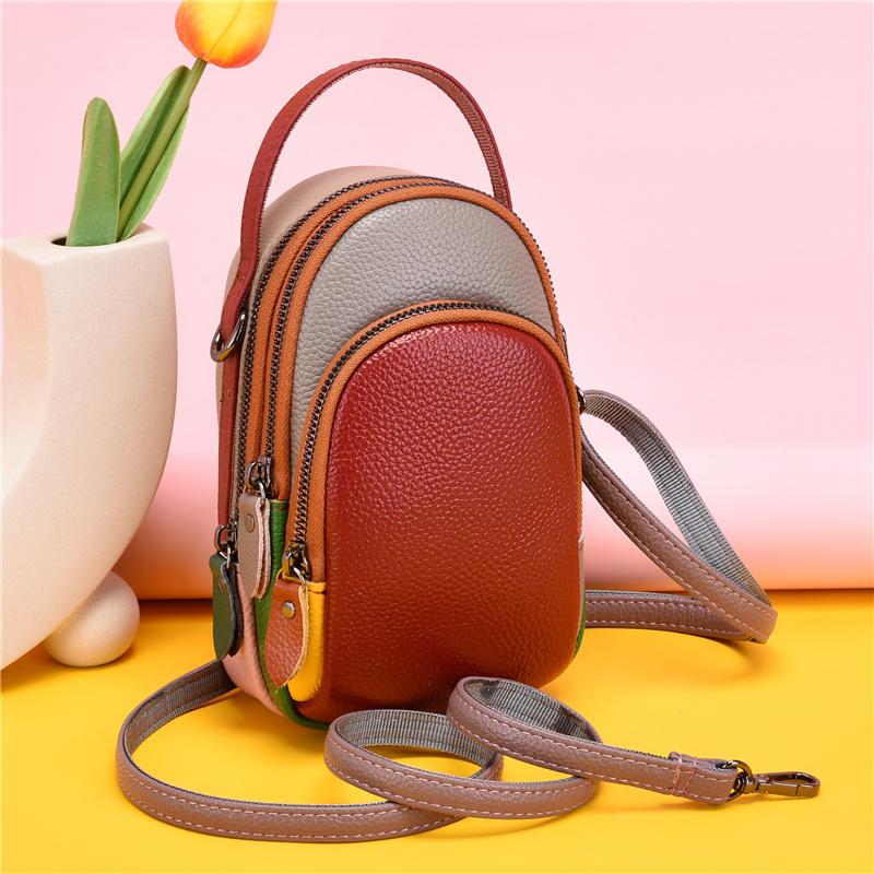 Women Handbag Color Genuine Leather Shoulder Bag Fashion Luxury Female Messenger Bag Designer Mini Mobile Phone Bags and Wallets