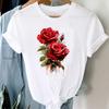 (Азиатский размер) Повседневная милая милая цветочная футболка с коротким рукавом модная женская одежда с принтом и круглым вырезом женские графические футболки