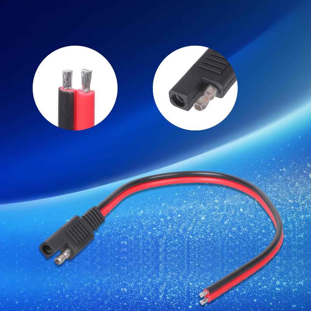 Адаптер питания SAE на 2-контактный кабель 30/100 см, 14 AWG, луженые медные жилы, совместим с системами зарядки DC12/24V
