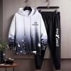 Men's Korean Style Gradient Hoodie & Casual Pants Set