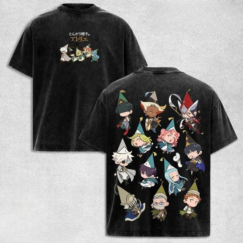 Anime Witch Hat Atelier Qifrey Graphic T Shirt Men Women Clothing Casual Cotton Tshirt Vintage Washed T-shirt Harajuku Male Tops