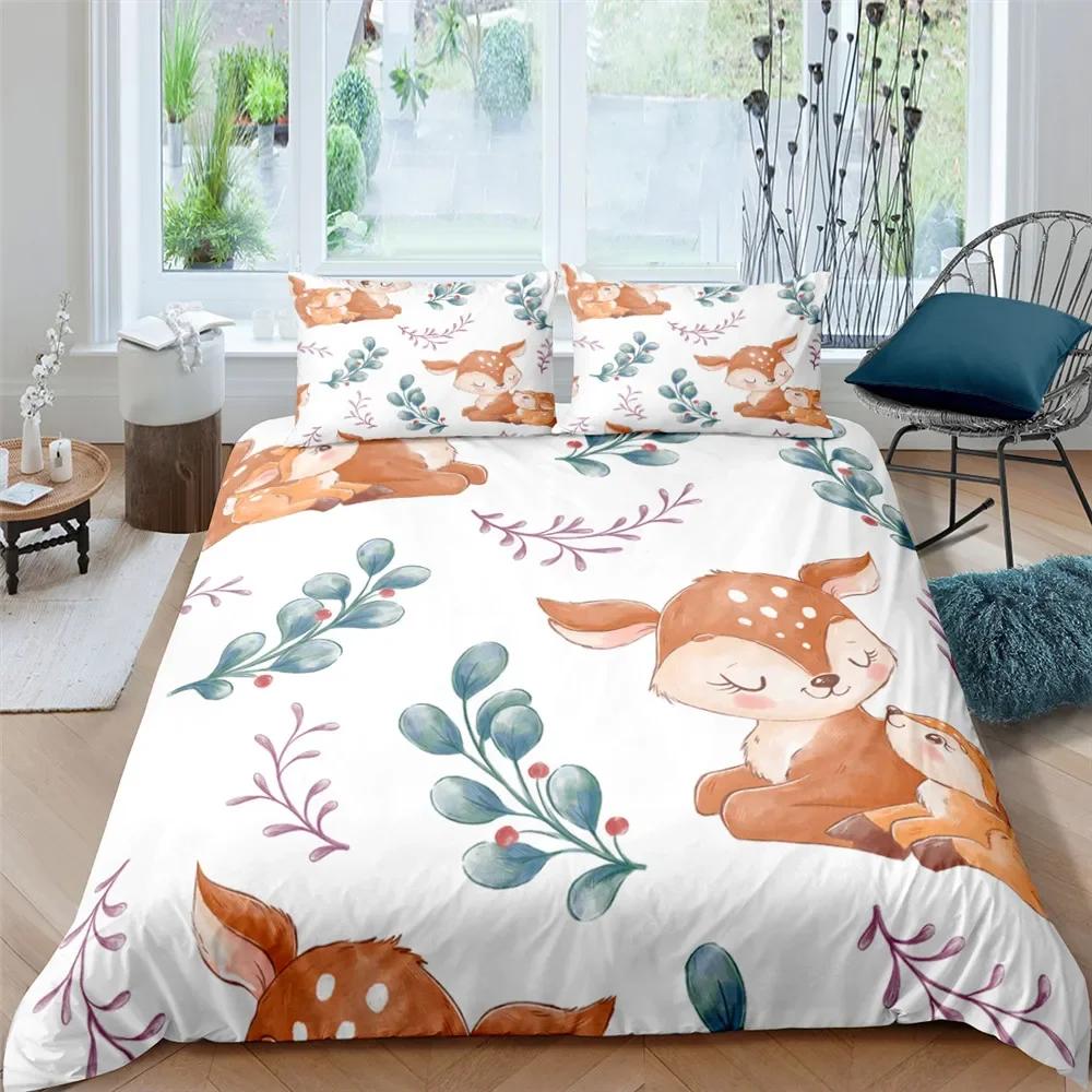 Nordic Bed Cover Duvet Cover King Queen Cartoon Animal Bedding Set Double Twin Full Queen King Adult Kids Bedclothes Quilt Cover