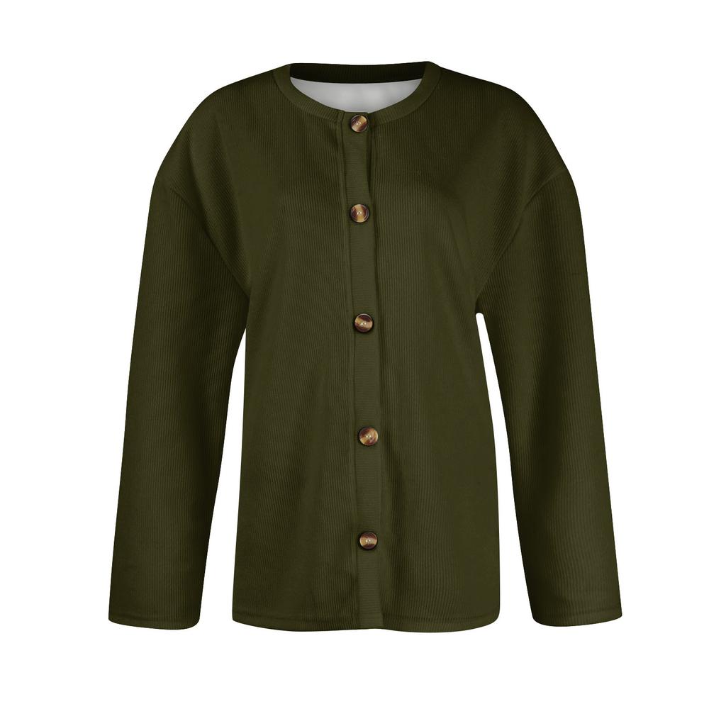 Women's Fashion Solid Colour Long Sleeve Knitted Cardigan Button Up Jacket