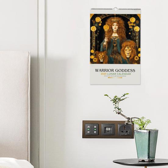 Календарь фаз Луны «Воительница» на 2025 год, настенный календарь на 12 месяцев, готический декор для дома для любителей греческой мифологии