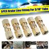 5PCS 316IN Brass Compressions Fittings Connector Corrosion Resistant Durable Brake Pipe Connector