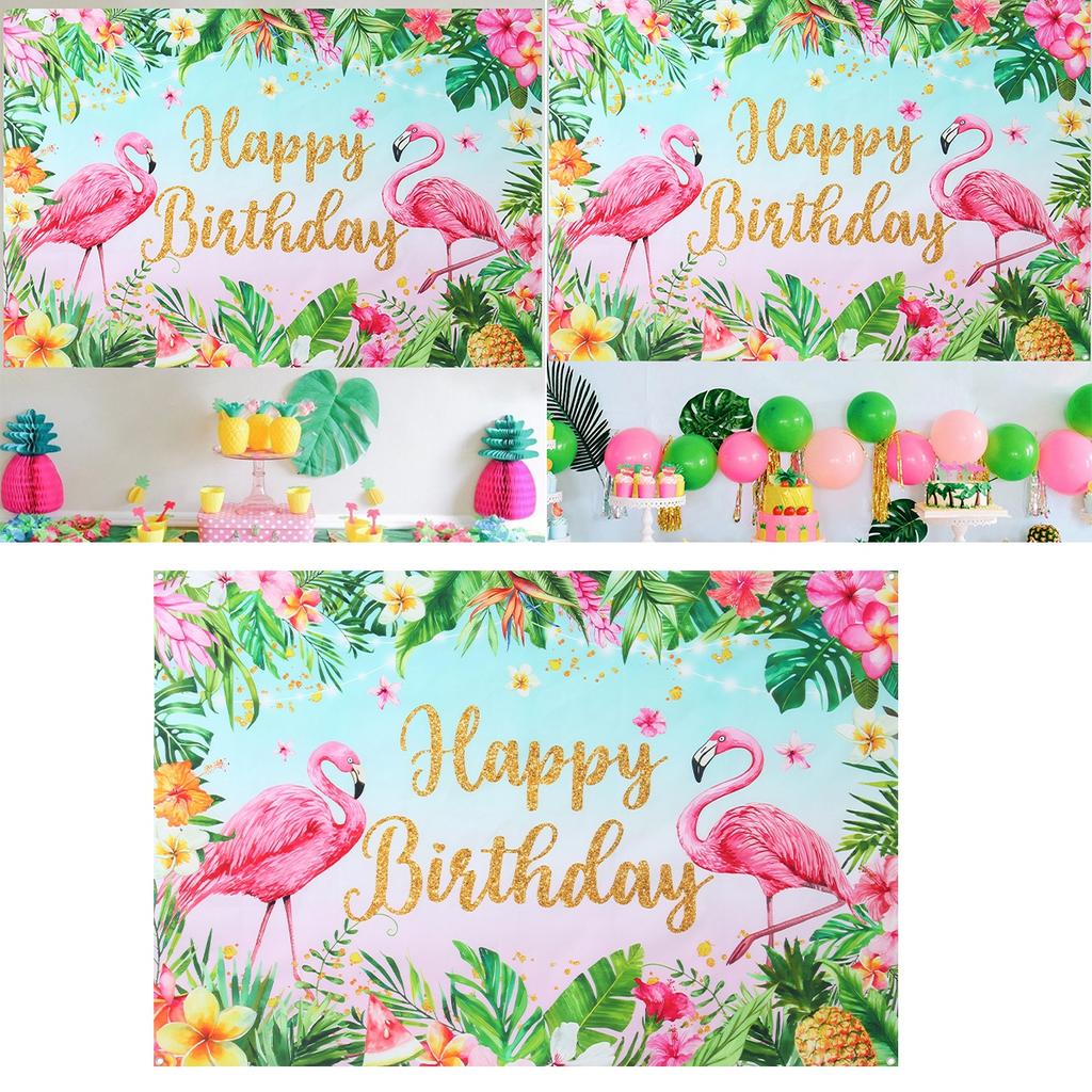 Hawaii Tropical Photography Backdrop Seaside Flamingo Birthday Party Decoration Background Summer Hawaii Theme Party Supplies