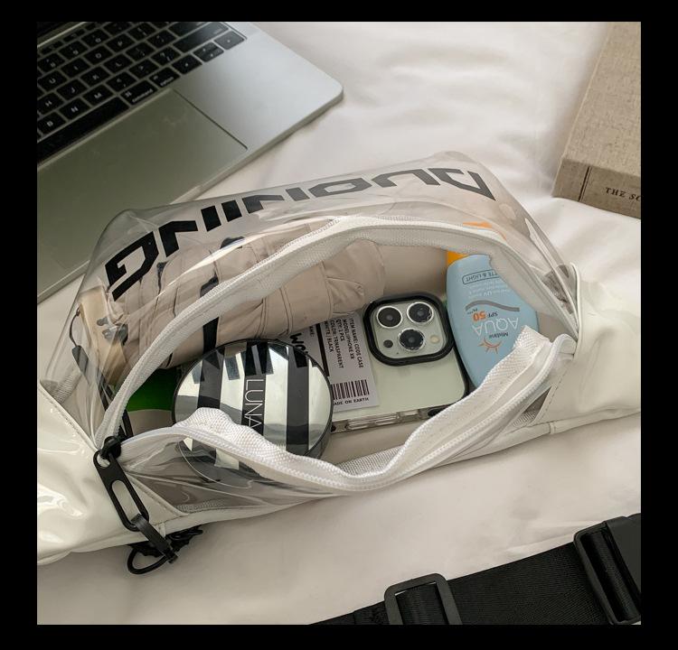 Маленькая женская сумка 2024 весна корейская версия новой спортивной и досуговой простой поясной сумки модная трендовая прозрачная сумка из ПВХ на грудь