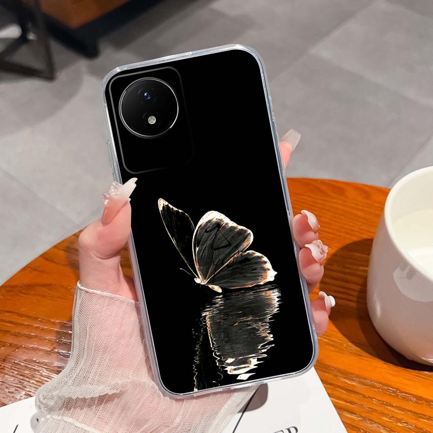 Для Vivo Y02 Y02A Y02S Y10 Y11 Y12 Y12a Y15 Y15a Y16 Y17 Y19 Прозрачные ТПУ Чехлы с Рисунком Морского Кита Ударопрочные Задние Крышки Для Vivo Силиконовый Корпус Телефона