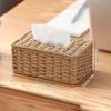 Large Capacity Woven Tissue Box Imitation Rattan Tissue Storage Organizer  Dining-table