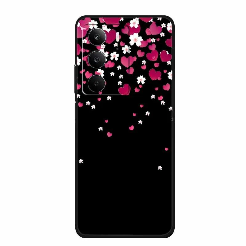 Для Realme Narzo 80 Lite 5G Чехол Narzo80 Lite Чехол Мультяшный Кот ТПУ Черный Силикон Мягкий Чехол для Телефона Для Realme Narzo 80Lite Funda