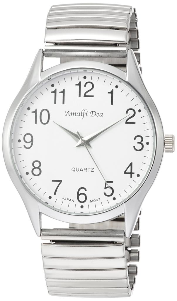 [Arias] Аналоговые водонепроницаемые часы Amalfidia с металлическим ремешком и белым циферблатом A40M01 мужские серебристые