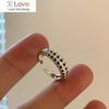S925 Sterling Silver Checkerboard Ring Female Niche Design Light Luxury Fashion Personality New High -Level Sense