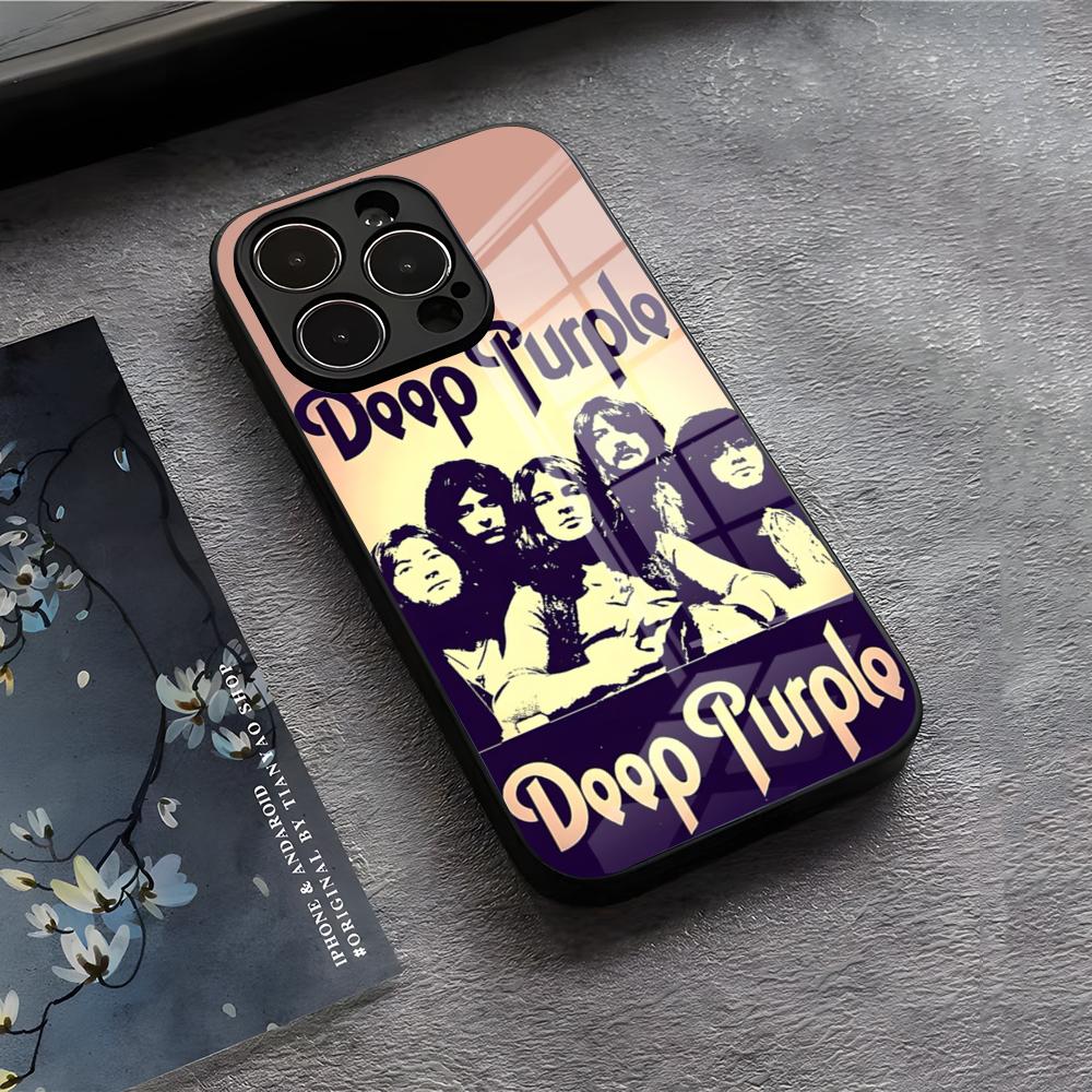 Чехол для телефона Band D-Deep P-Purple для IPhone 17 Air 16 E Pro Max 15 14 13 Mini 12 Pro 11 Max Plus Черная стеклянная крышка