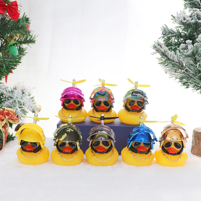 Motor Accessories Yellow Duck with Helmet for Bike Without Lights Auto Car Accessories Duck In The Car Car Interior Decoration