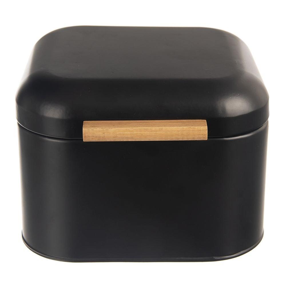 Black metal bread bin BLACK 21.5x20x14.5 cm