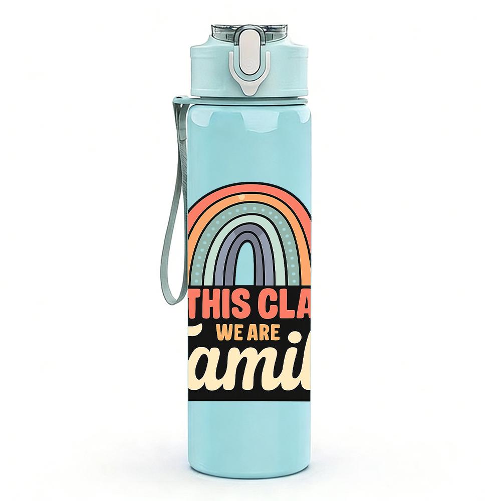 1PC Family Rainbow Class Graphic,750ml Color Plastic Sports Water Bottle,Leakproof Flip Straw Lid,Suitable for Sports Office Home Use