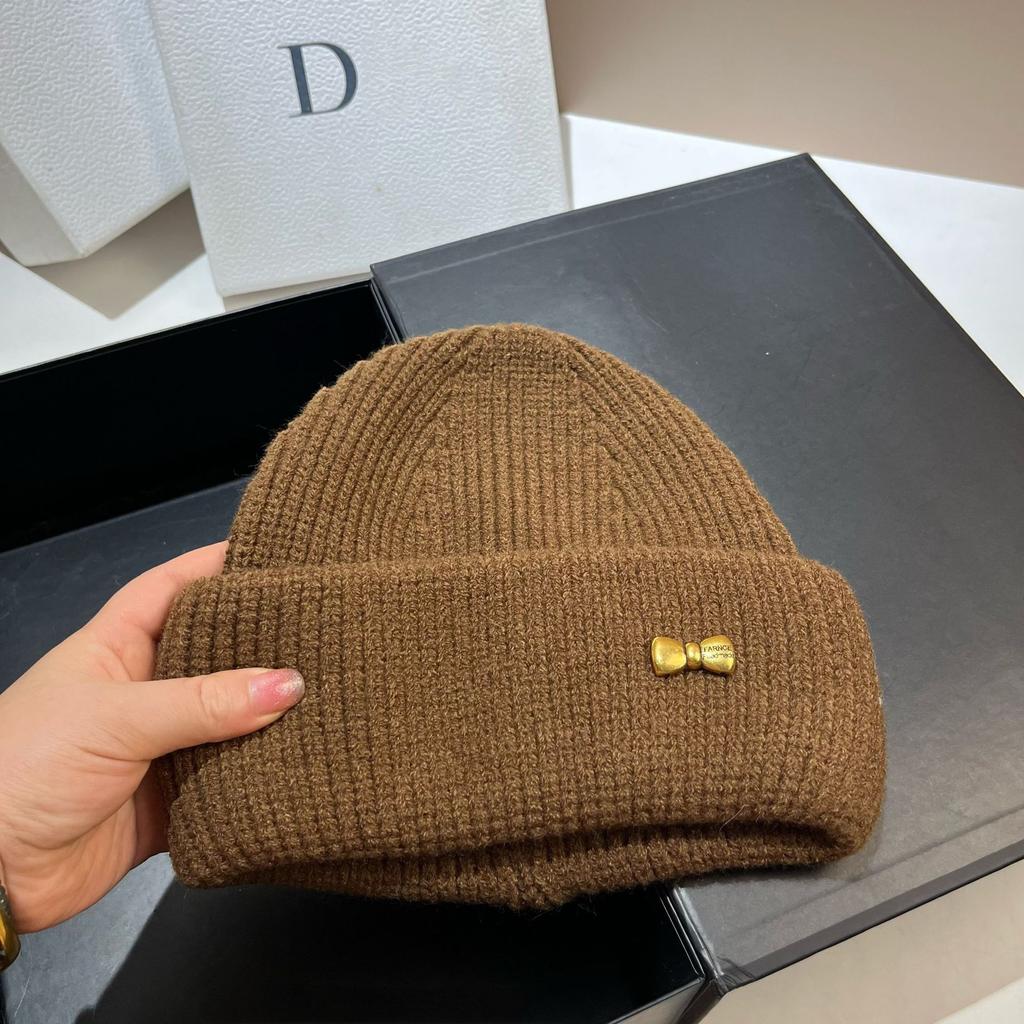 High Stretch Sheep Wool Soft Waxy Knitted Hat Women'S Original Sweet Bow Wool Hat Winter Cold Hat