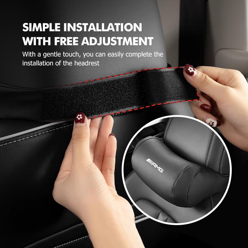 JYZ2   Car Neck Pillow Leather Pack Headrest Pain Relief Lumbar Pillow For Mercedes Benz AMG C180 C300 W124 W176 W177 C200 C260 GLC CLE