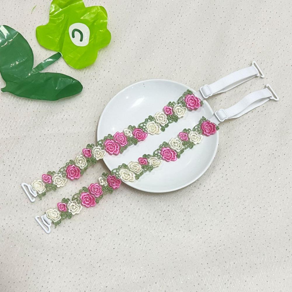 Adjustable Floral Bra Straps with Lace Trim Flower Lingerie Strap Fashion Underwear Strap  Women