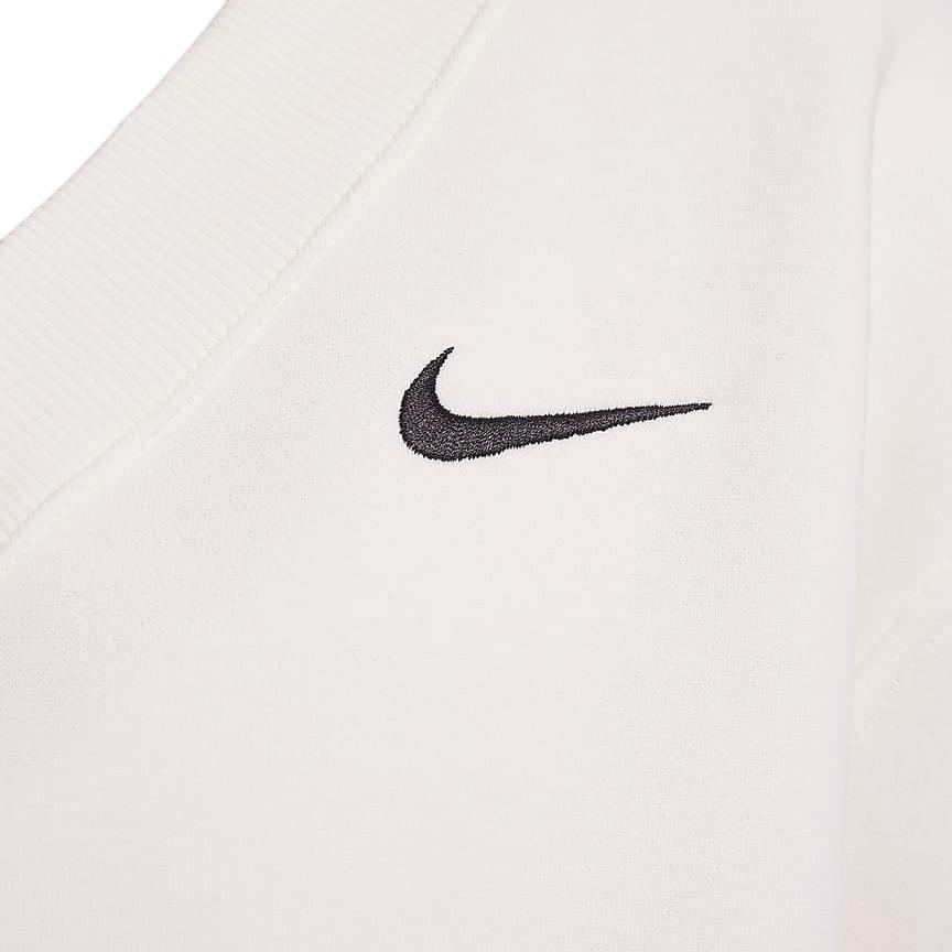 Nike Спортивная одежда Phoenix Fleece Vintage Solid Color Logo Вышитый V-образный вырез Флис Свободная короткая толстовка Женские топы Sail FN3652-133