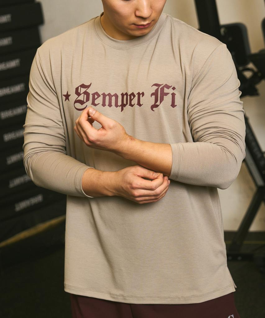 Kakigeulado K.A.G Semper Fi Обычный крой Длинный рукав (Пустынный хаки)