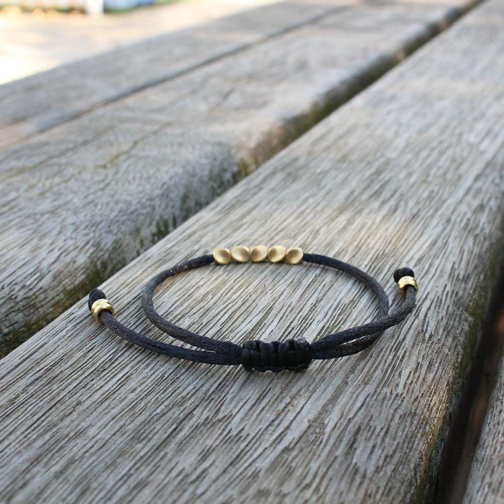 Подарки ручной работы для влюбленных, браслет дружбы из вощеной нити с медными бусинами, браслет-манжета, украшение на запястье