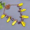 Fancy Yellow Topaz Gemstone Ethnic Chain Hook Art Deco Necklace Jewelry Copper V-15