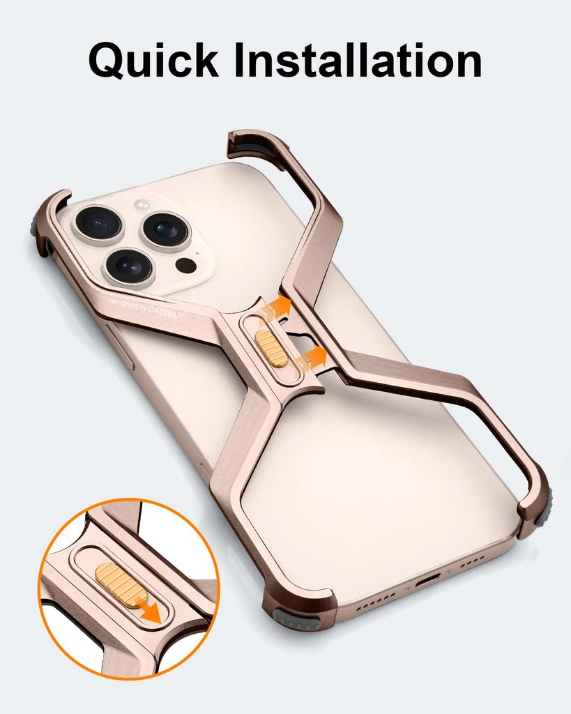 Oatsbasf Безрамочный Металлический X-образный Чехол для Телефона для iPhone 16 Pro/Pro Max Алюминиевый Сплав Минималистичный Ударопрочный Защитный Чехол