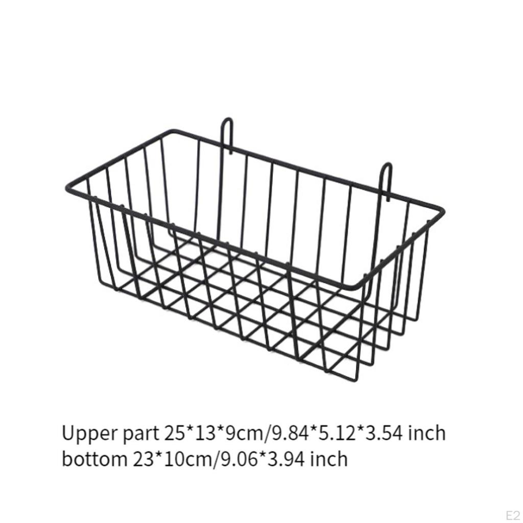 Metal Hanging Wire Basket Grid with Hooks Home Decor Supplies Wall for Office