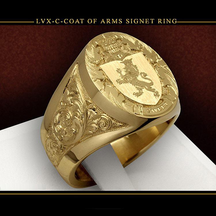 Кольцо-значок Sanjie Royal Lion Shield - позолоченная корона 18 карат для мужчин