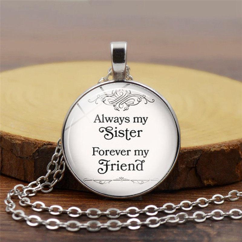 Ожерелье с подвеской из искусственного драгоценного камня Always My Sister Forever My Friend