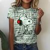 Женская футболка 2026 с рисунком Snoopy, 3D цифровая печать, женская мода, короткий рукав, повседневная, для женщин