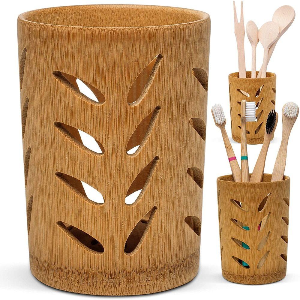With Drainage Wood Bamboo Kid's Room Toothbrush Cup For Home Bathroom Storage Cup Toothbrush Holder