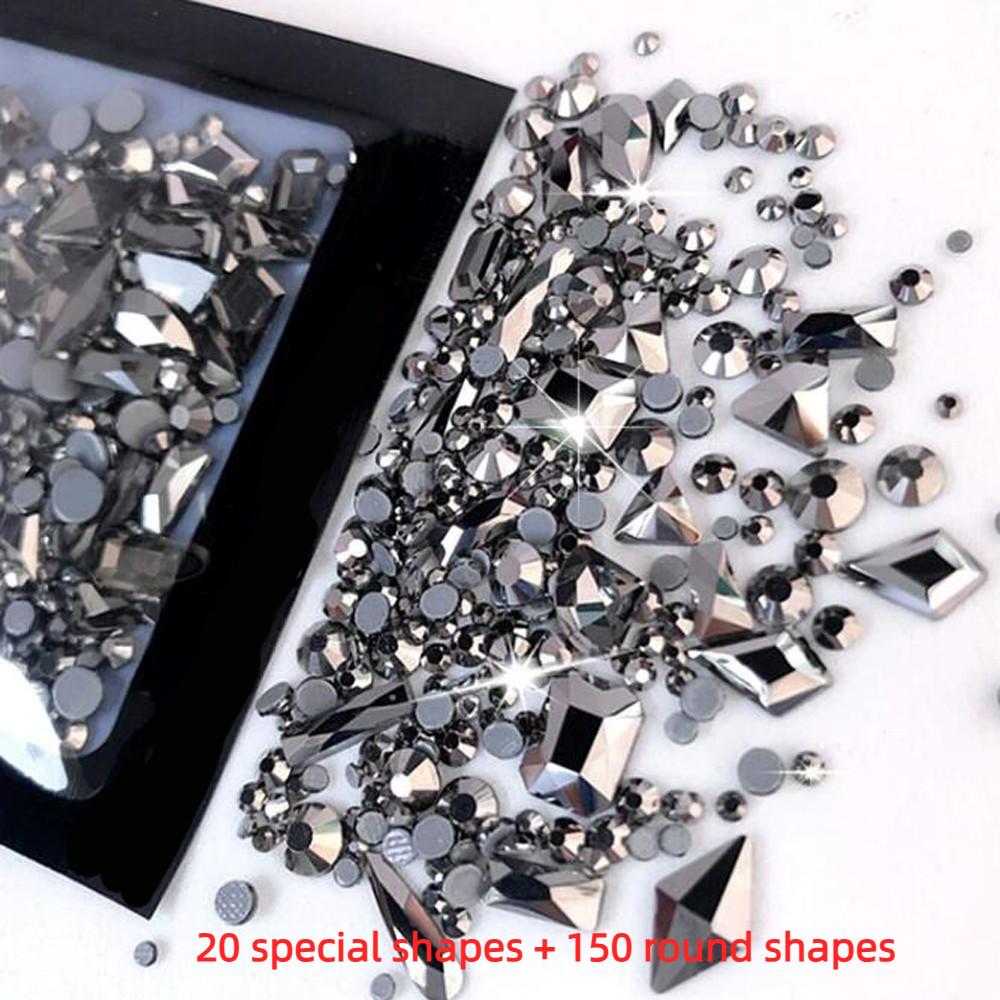 AB Flatback Glass Nail Art Стразы Разноцветные Смешанные Алмазные Драгоценные Камни Синие Фиолетовые Кристаллы Для Украшения Ногтей Сделай Сам