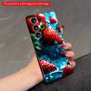 2DFlat Samsung Phone Case Vibrant Strawberries In Turquoise Splash Applicable To Galaxy S23 S24 S25ULTRA S26 A12 A14 A15 A16 A54 A55