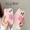 Pig Nose Stand Holder Phone Case For iPhone15 14 Pro Max 12 13 11 XS XR Mini Cute Funny Soft Silicone Protective Cover Bracket