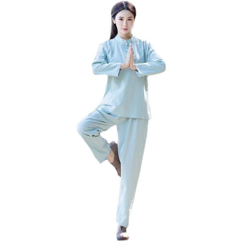 Cotton Linen Tai Chi Clothes Set Chinese Style Tea Clothes Yoga Clothes Ladies Suit