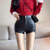Faux Leather Goth High Waisted Female Shorts Y2k Sexy Black PU Fashion Casual Summer Shorts Pants Women Clothing