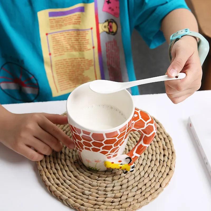 3D трехмерная чашка для воды с изображением животных из мультфильма, высокотемпературная керамическая кружка для молока, кофе, чая, детей, кружка для воды, домашняя кружка