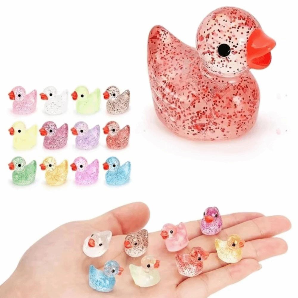 Glittering Resin Duck Figure Toy Mini Small Mini Tiny Ducks Miniature Duck Ornament  Landscape