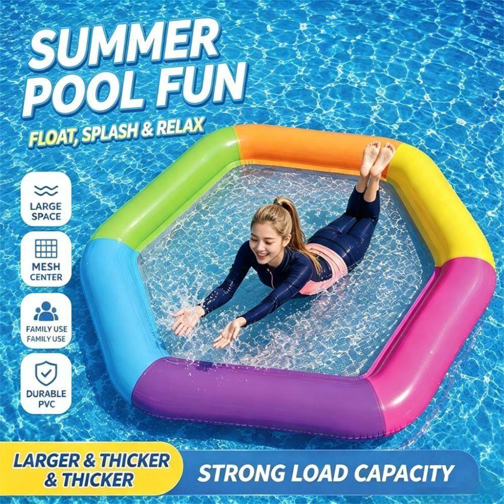 Thickened Hexagonal Colored Inflatable Float Hexagonal Pool Float Cool Floating