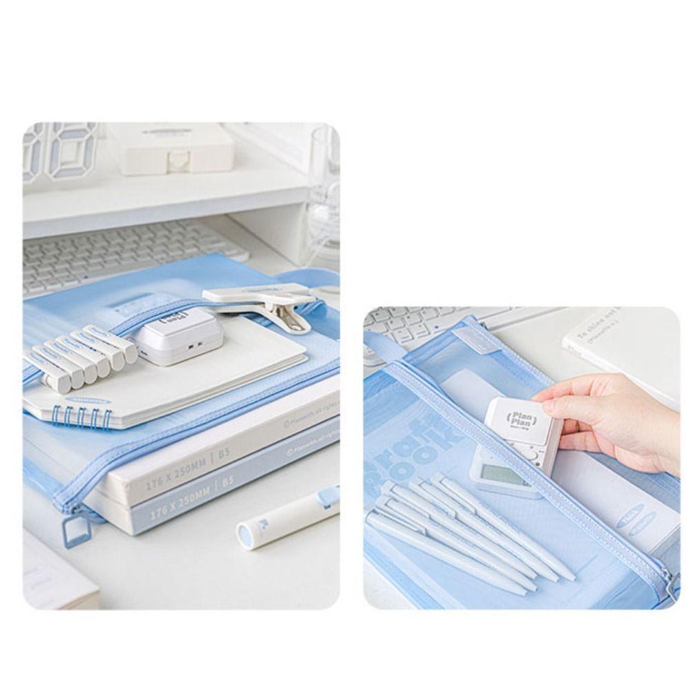 Transparent Test Paper Storage Bag Solid Color File Folder Bag File Pocket School Office Supplies