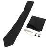 Men Gift Tie Set Silky Necktie Tie Clip Soft Lightweight Pocket Square Cufflink Set 8cm Width for