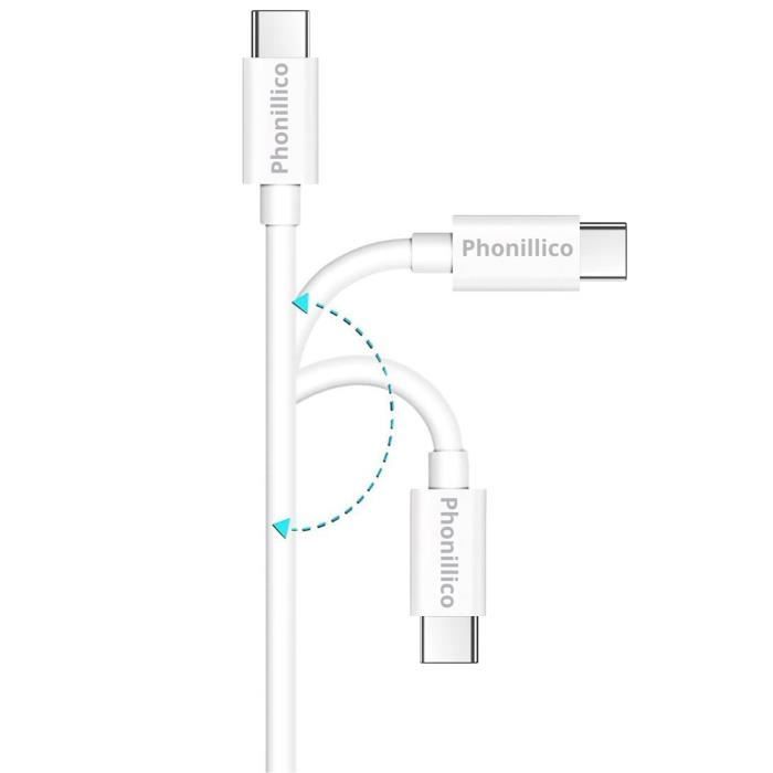 Cable USB-C USB-C Blanc 1m pour DJI RC / DJI RC PRO radiocommande pour Drone [LOT 2] Phonillico®